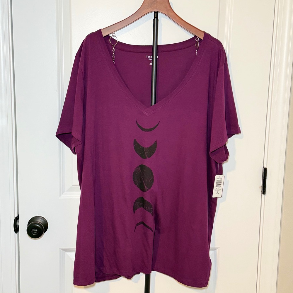 NEW Torrid Classic Fit Shirt Purple Moon Phase Plus Size 3X Whimsygoth Celestial